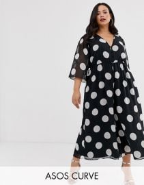 ASOS DESIGN Curve button front waisted open back jumpsuit in soft polka dot    ASOS at Asos